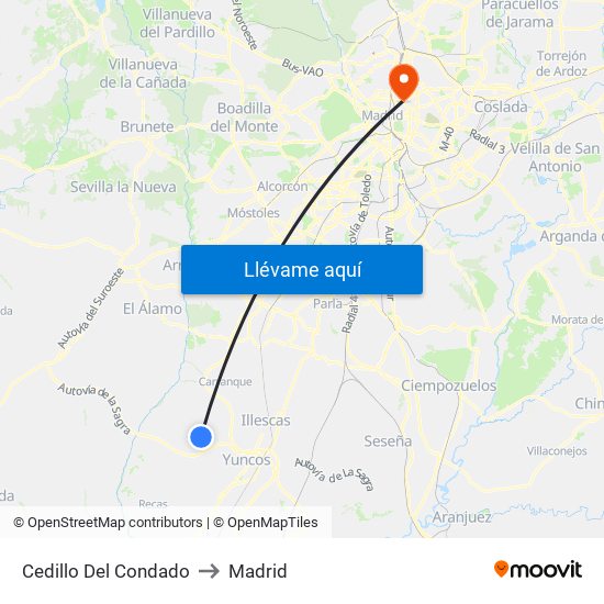 Cedillo Del Condado to Madrid map