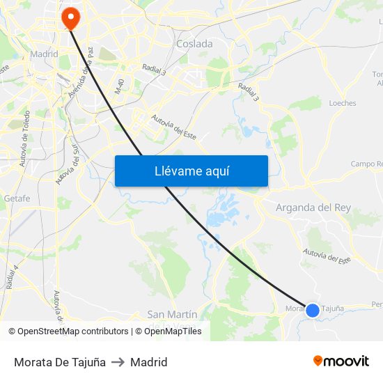 Morata De Tajuña to Madrid map