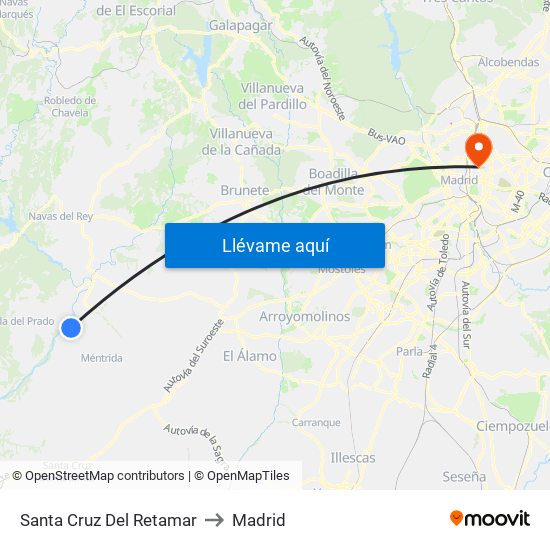 Santa Cruz Del Retamar to Madrid map
