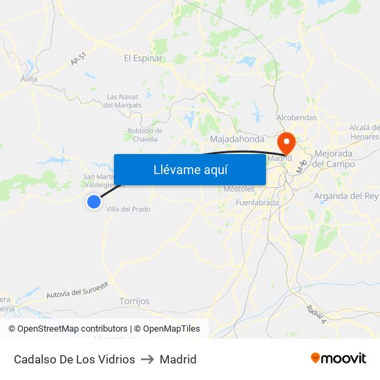 Cadalso De Los Vidrios to Madrid map