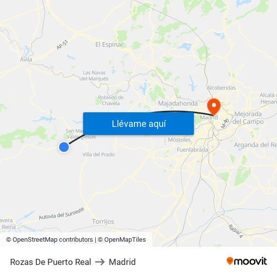 Rozas De Puerto Real to Madrid map