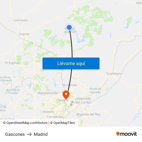 Gascones to Madrid map