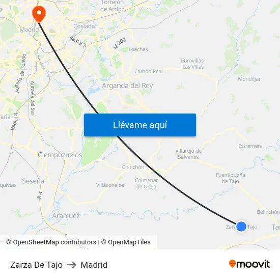 Zarza De Tajo to Madrid map