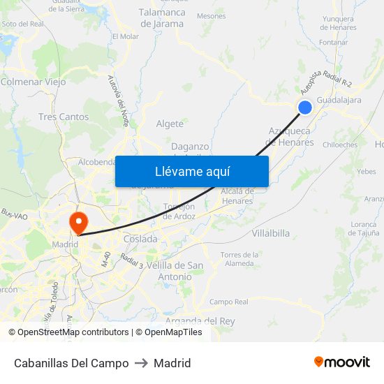 Cabanillas Del Campo to Madrid map