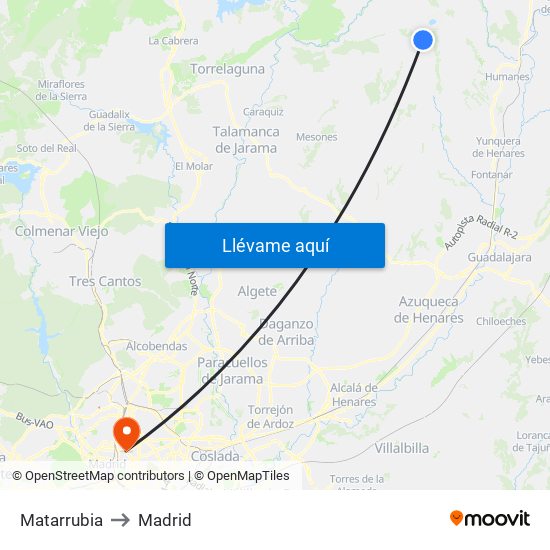 Matarrubia to Madrid map