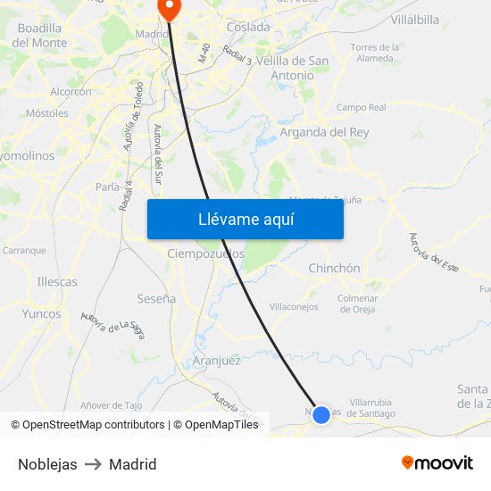 Noblejas to Madrid map