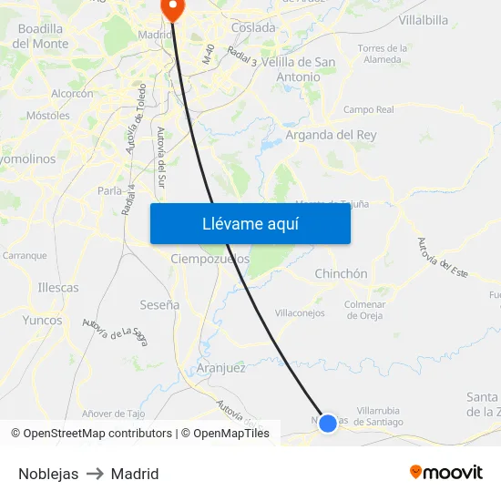 Noblejas to Madrid map