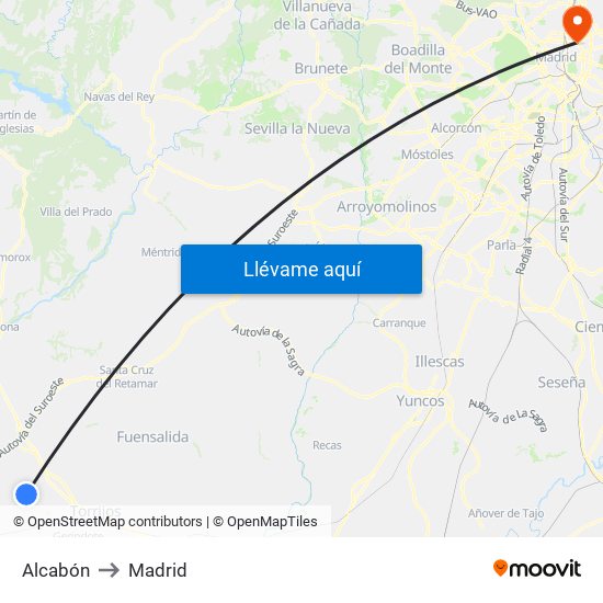 Alcabón to Madrid map