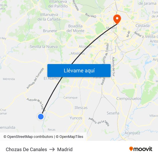 Chozas De Canales to Madrid map