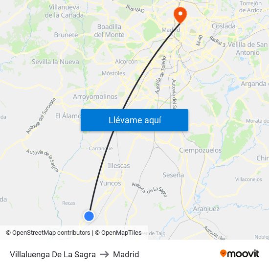 Villaluenga De La Sagra to Madrid map