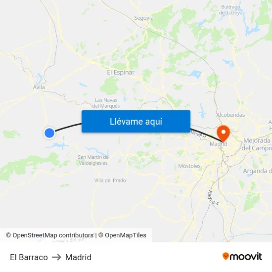 El Barraco to Madrid map