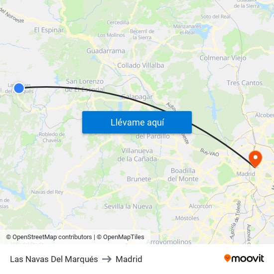 Las Navas Del Marqués to Madrid map