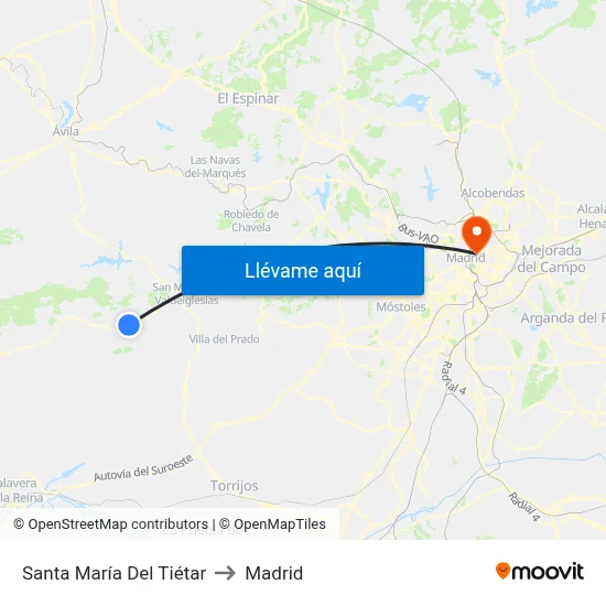 Santa María Del Tiétar to Madrid map