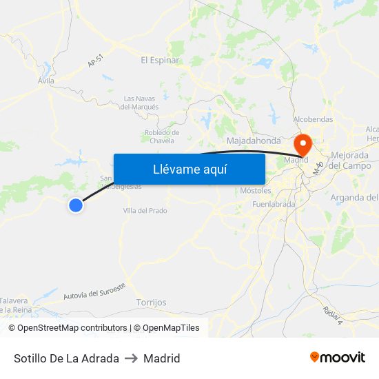 Sotillo De La Adrada to Madrid map