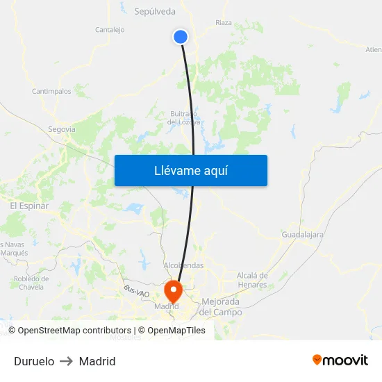 Duruelo to Madrid map