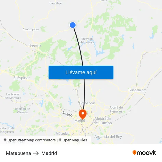 Matabuena to Madrid map