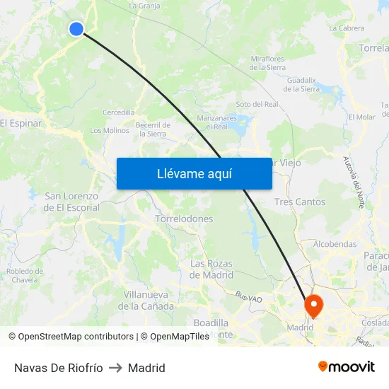 Navas De Riofrío to Madrid map