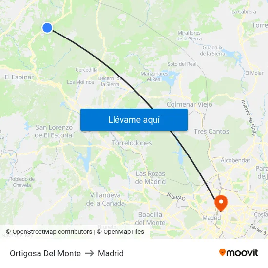 Ortigosa Del Monte to Madrid map