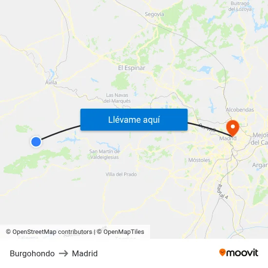 Burgohondo to Madrid map