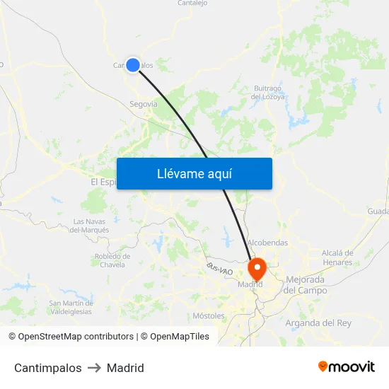 Cantimpalos to Madrid map