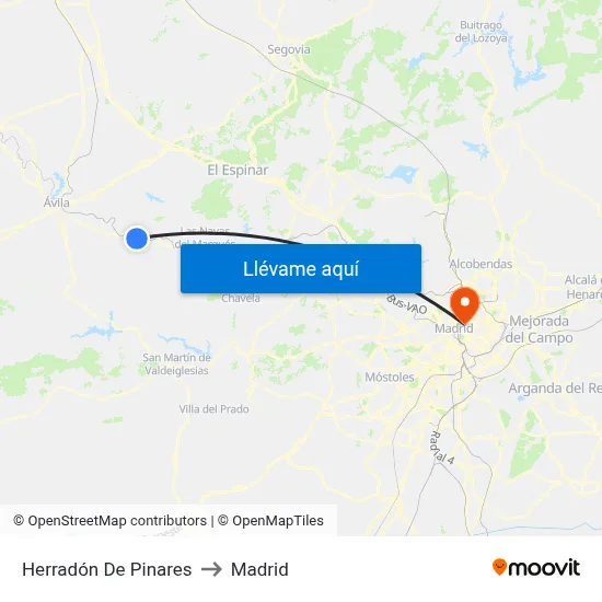 Herradón De Pinares to Madrid map