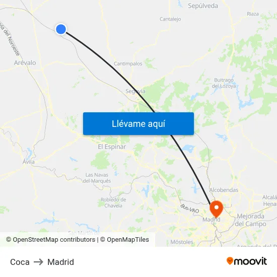 Coca to Madrid map