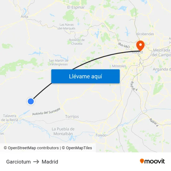 Garciotum to Madrid map