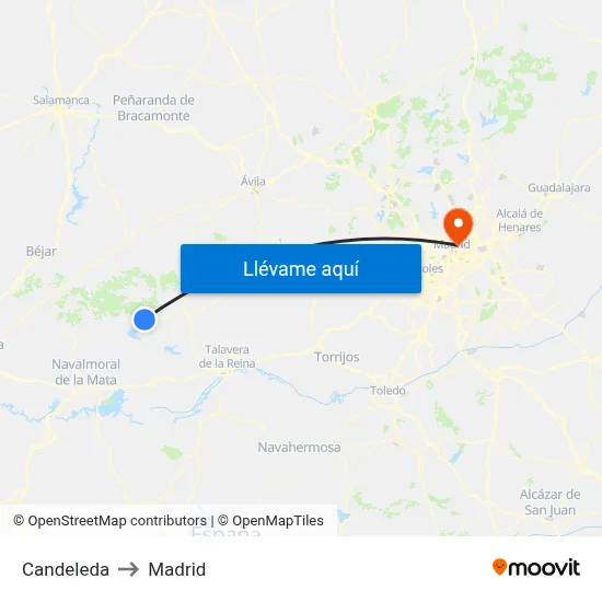 Candeleda to Madrid map
