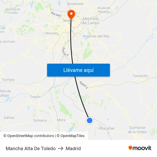 Mancha Alta De Toledo to Madrid map