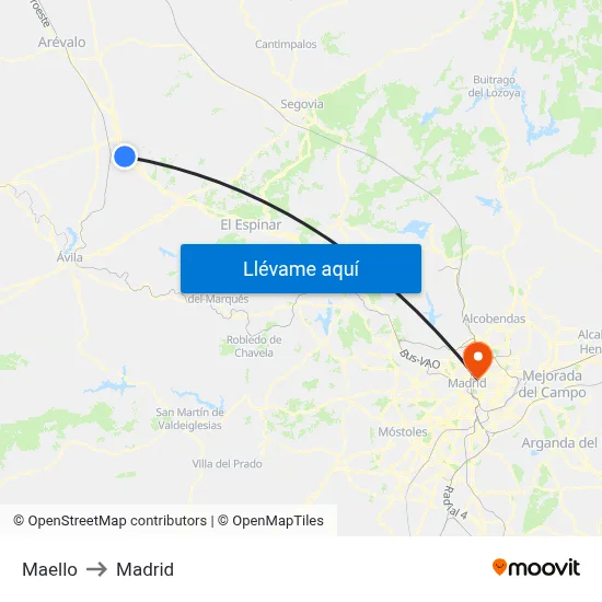 Maello to Madrid map
