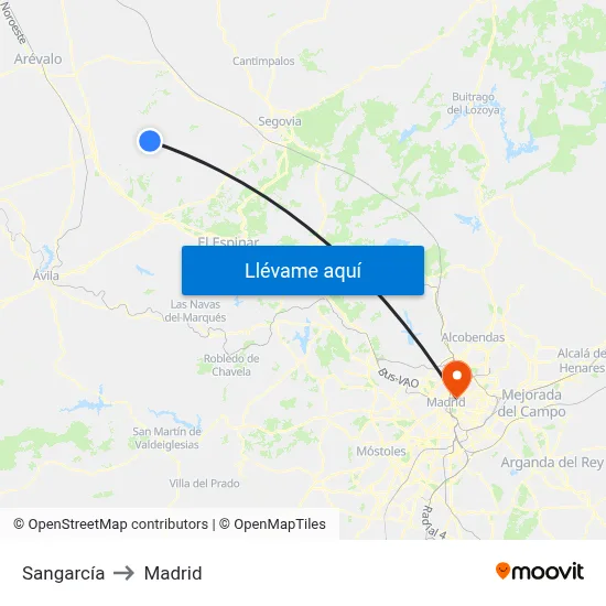 Sangarcía to Madrid map