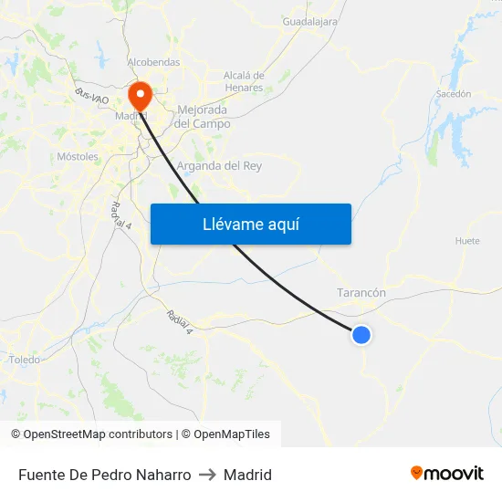 Fuente De Pedro Naharro to Madrid map
