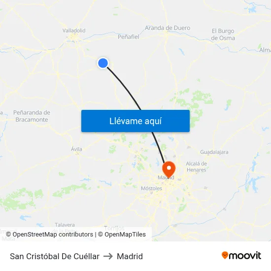 San Cristóbal De Cuéllar to Madrid map