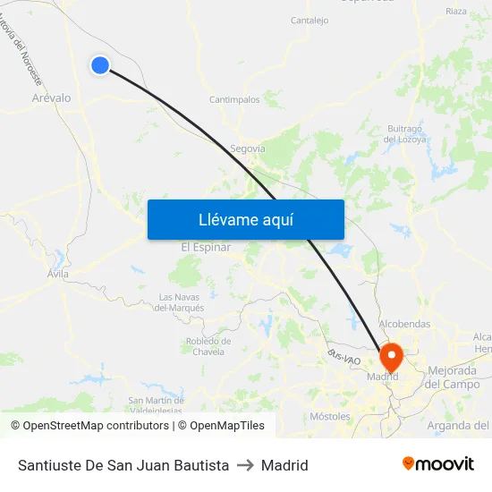 Santiuste De San Juan Bautista to Madrid map