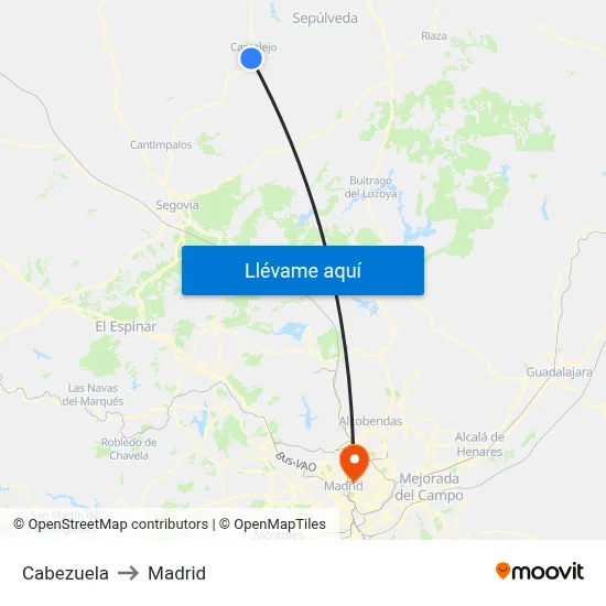 Cabezuela to Madrid map