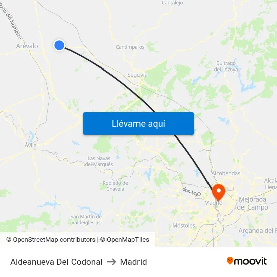 Aldeanueva Del Codonal to Madrid map