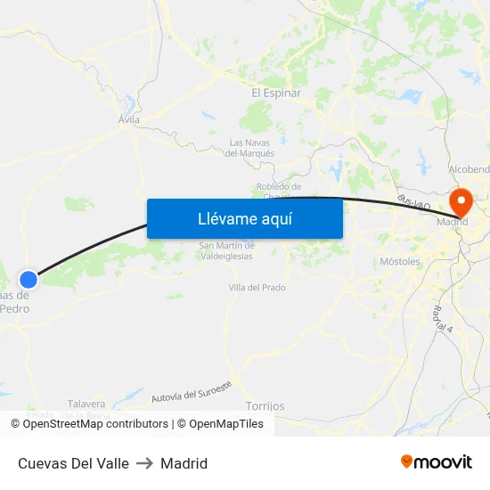Cuevas Del Valle to Madrid map