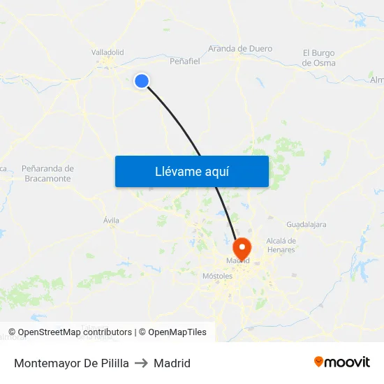 Montemayor De Pililla to Madrid map