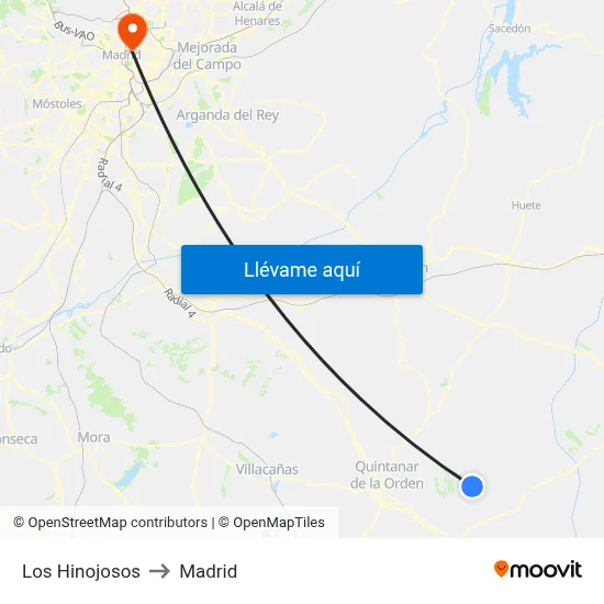 Los Hinojosos to Madrid map