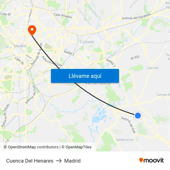 Cuenca Del Henares to Madrid map