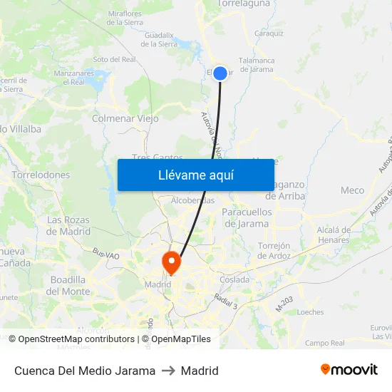 Cuenca Del Medio Jarama to Madrid map