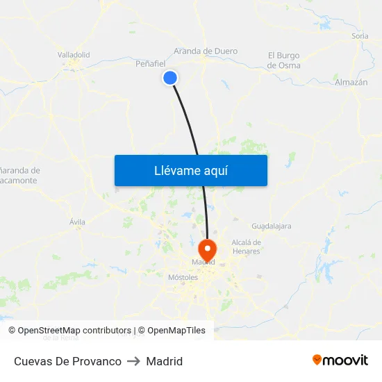 Cuevas De Provanco to Madrid map