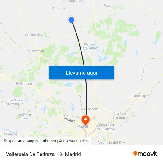 Valleruela De Pedraza to Madrid map