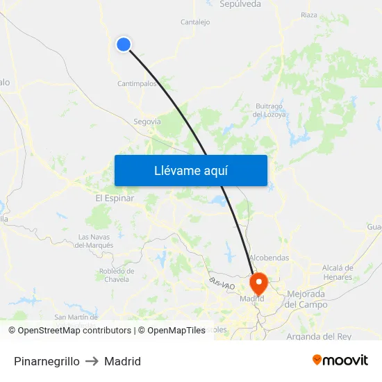 Pinarnegrillo to Madrid map
