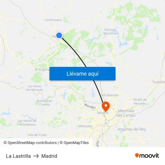La Lastrilla to Madrid map