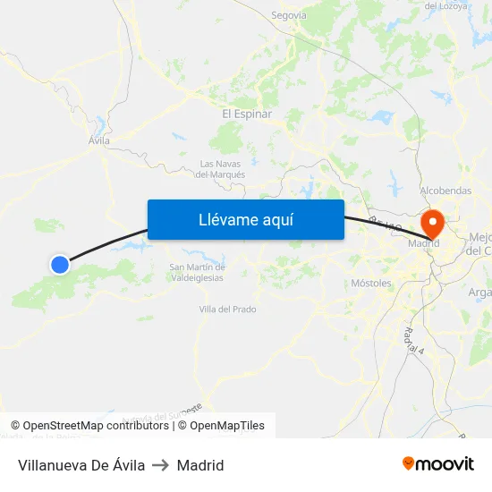 Villanueva De Ávila to Madrid map