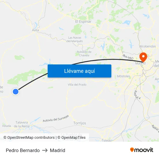 Pedro Bernardo to Madrid map
