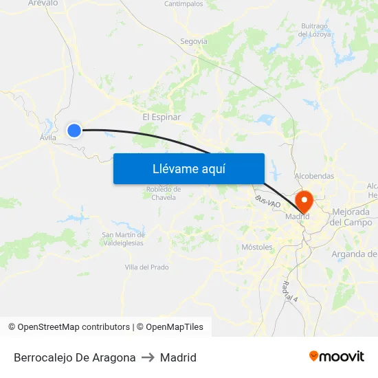 Berrocalejo De Aragona to Madrid map