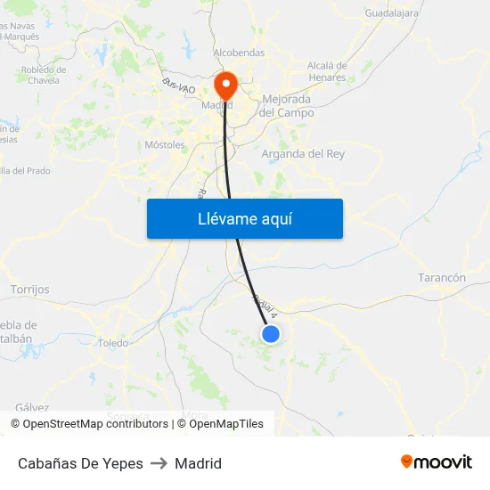 Cabañas De Yepes to Madrid map