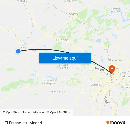 El Fresno to Madrid map